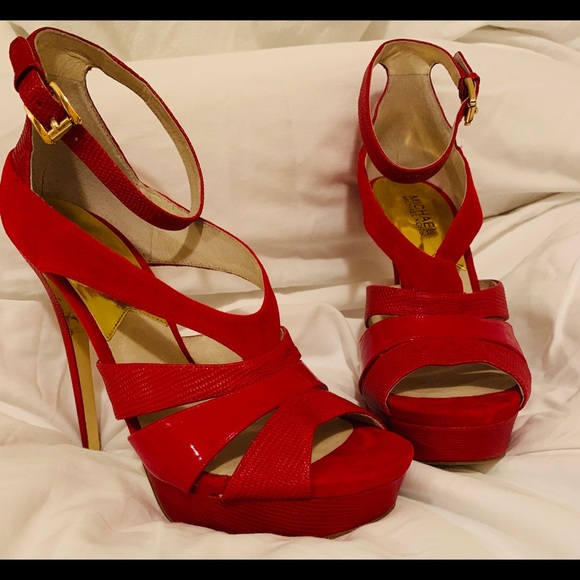 Michael Kors Red Platform Heels - Picture 2 of 2